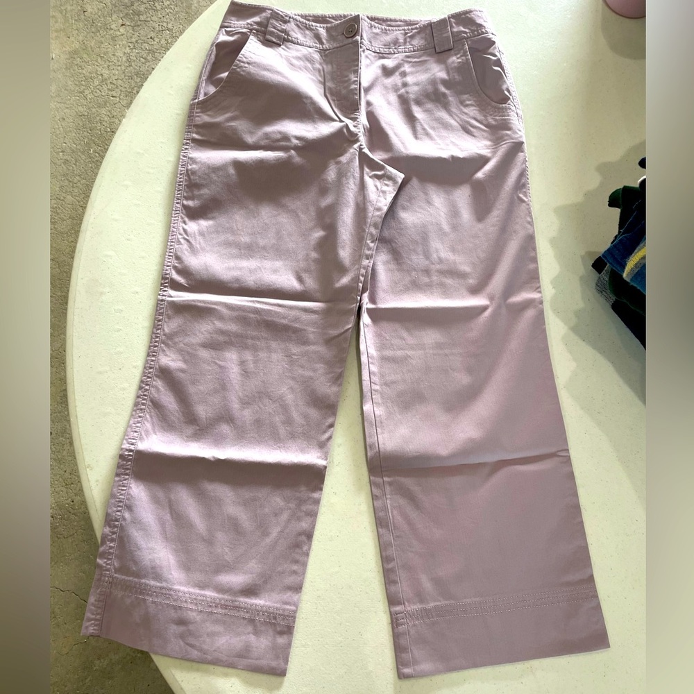 LOFT Purple Cropped Chinos Relaxed Fit Cotton Blend